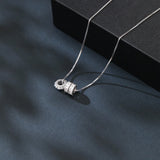 925 Sterling Silver Elegant Pearl And Baguette Zircon Necklace With Symmetrical Design