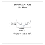 925 Sterling Silver Elegant Deer Antler Necklace With Heart Gemstone Pendant