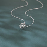 925 Sterling Silver Elegant Zircon Solitaire Pendant Necklace In Sterling Silver