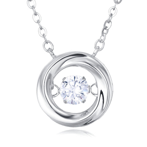 925 Sterling Silver Elegant Zircon Solitaire Pendant Necklace In Sterling Silver