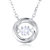 925 Sterling Silver Elegant Zircon Solitaire Pendant Necklace In Sterling Silver