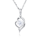 925 Sterling Silver Elegant Heart-shaped Zircon Pendant Necklace With Silver Chain