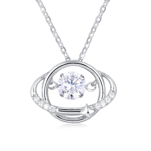 925 Sterling Silver Elegant Zircon Pendant With Interlocking Rings And Sparkling Accents – Timeless Jewelry Piece