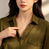 925 Sterling Silver Elegant Plated With Gold Necklace With Teardrop Zircon Pendant And Sparkling Chain Accents