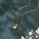 925 Sterling Silver Elegant Plated With Gold Beaded Necklace With Engraved Chinese Character Pendant