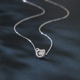 925 Sterling Silver Elegant Zircon Halo Interlocking Circles Sterling Silver Necklace