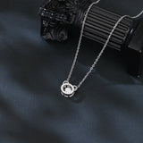 925 Sterling Silver Elegant Zircon Halo Interlocking Circles Sterling Silver Necklace