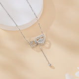 925 Sterling Silver Elegant Silver Heart Moissanite Necklace With Brand Initials