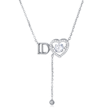 925 Sterling Silver Elegant Silver Heart Moissanite Necklace With Brand Initials