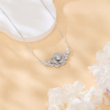 925 Sterling Silver Elegant Moissanite Floral Necklace: Sparkling Luxury Jewelry Piece