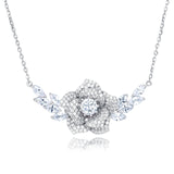 925 Sterling Silver Elegant Moissanite Floral Necklace: Sparkling Luxury Jewelry Piece