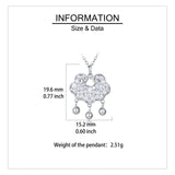 925 Sterling Silver Elegant Moissanite Floral Pendant Necklace With Dangling Spheres