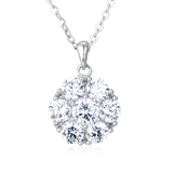 925 Sterling Silver Elegant Moissanite Cluster Pendant Necklace