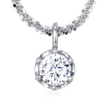 925 Sterling Silver Elegant Moissanite Solitaire Pendant Necklace: Timeless Elegance In Plated with White Gold