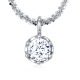 925 Sterling Silver Elegant Moissanite Solitaire Pendant Necklace: Timeless Elegance In Plated with White Gold