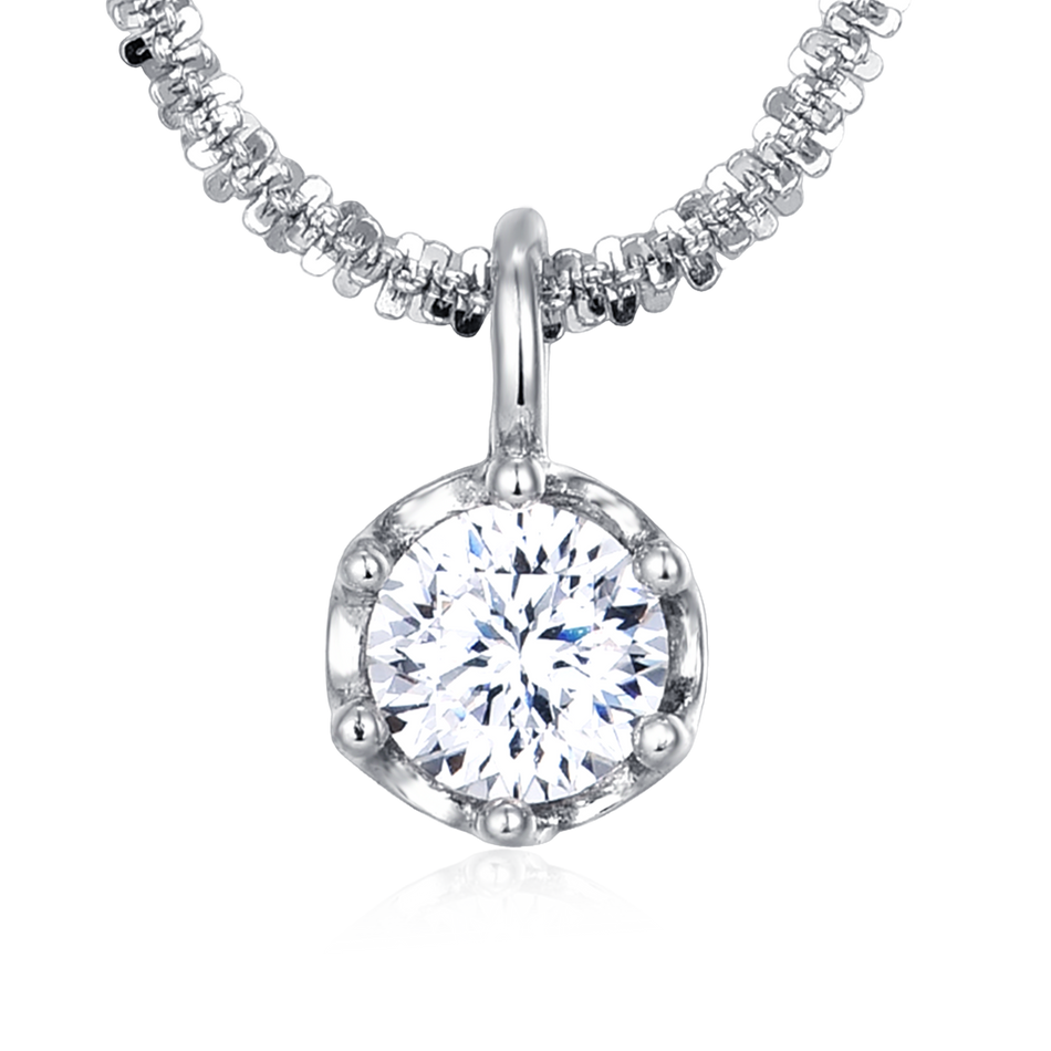 925 Sterling Silver Elegant Moissanite Solitaire Pendant Necklace: Timeless Elegance In Plated with White Gold