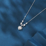925 Sterling Silver Elegant Silver Heart Moissanite Necklace With Sparkling Accents