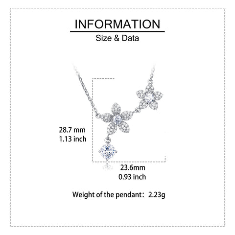 925 Sterling Silver Elegant Silver Flower Necklace With Moissanite Accents And Delicate Petal Design