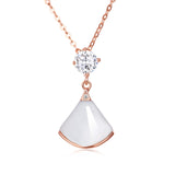 925 Sterling Silver Rose Gold Moissanite Pendant Necklace With Pearl Cone Charm