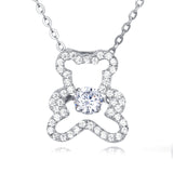 925 Sterling Silver Elegant Moissanite Teddy Bear Pendant Necklace With Sparkling Accents