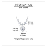 925 Sterling Silver Elegant Silver Heart Moissanite Necklace With Sparkling Accents