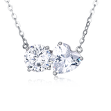 925 Sterling Silver Elegant Double Moissanite Pendant Necklace In Plated with White Gold