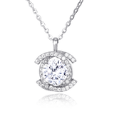 925 Sterling Silver Elegant Plated with White Gold Moissanite Necklace With Radiant Center Stone And Halo Setting