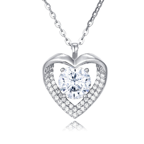 925 Sterling Silver Elegant Heart-shaped Moissanite Pendant Necklace With Silver Chain: Timeless Beauty For Any Occasion