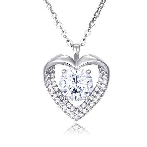 925 Sterling Silver Elegant Heart-shaped Moissanite Pendant Necklace With Silver Chain: Timeless Beauty For Any Occasion