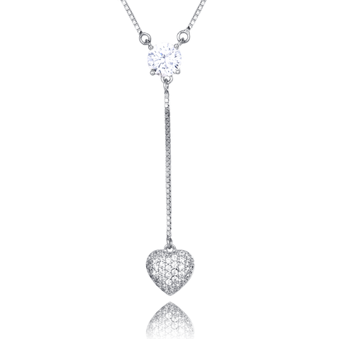 925 Sterling Silver Elegant Moissanite Heart Pendant Necklace: Timeless Luxury Jewelry Piece