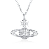 925 Sterling Silver Celestial Moissanite Planet Pendant Necklace