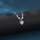925 Sterling Silver Elegant Moissanite Necklace With Cascading Solitaire Drops And Halo Pendant