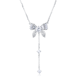 925 Sterling Silver Elegant Moissanite Floral Necklace With Dangling Charm