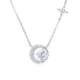 925 Sterling Silver Celestial Elegance Moon & Star Moissanite Necklace