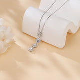 925 Sterling Silver Elegant Moissanite Cascade Necklace With Four Round Brilliant Cut Stones