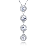 925 Sterling Silver Elegant Moissanite Cascade Necklace With Four Round Brilliant Cut Stones