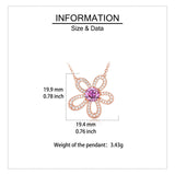 925 Sterling Silver Rose Plated With Gold Moissanite Flower Necklace With Pink Center Stone
