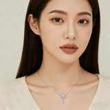 925 Sterling Silver Elegant Floral Moissanite Necklace With Sparkling Silver Chain And Teardrop Pendant