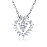 925 Sterling Silver Elegant Heart-shaped Moissanite Floral Pendant With Delicate Silver Chain Necklace