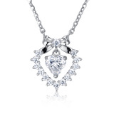 925 Sterling Silver Elegant Heart-shaped Moissanite Floral Pendant With Delicate Silver Chain Necklace