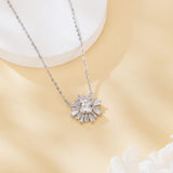 925 Sterling Silver Elegant Moissanite Sunburst Pendant Necklace | Luxury Jewelry Masterpiece