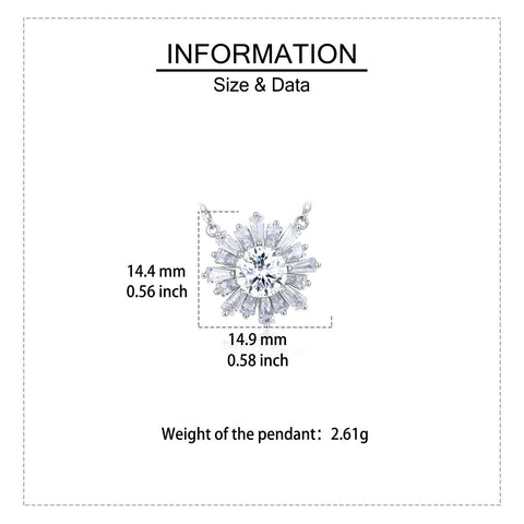 925 Sterling Silver Elegant Moissanite Sunburst Pendant Necklace | Luxury Jewelry Masterpiece