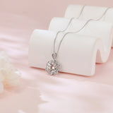 925 Sterling Silver Elegant Moissanite Pendant Necklace In Plated with White Gold With Halo Setting And Chain