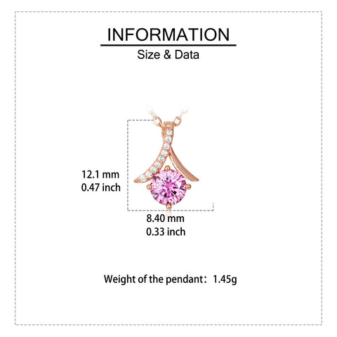 925 Sterling Silver Rose Plated With Gold Necklace With Pink Sapphire And Moissanite Accents