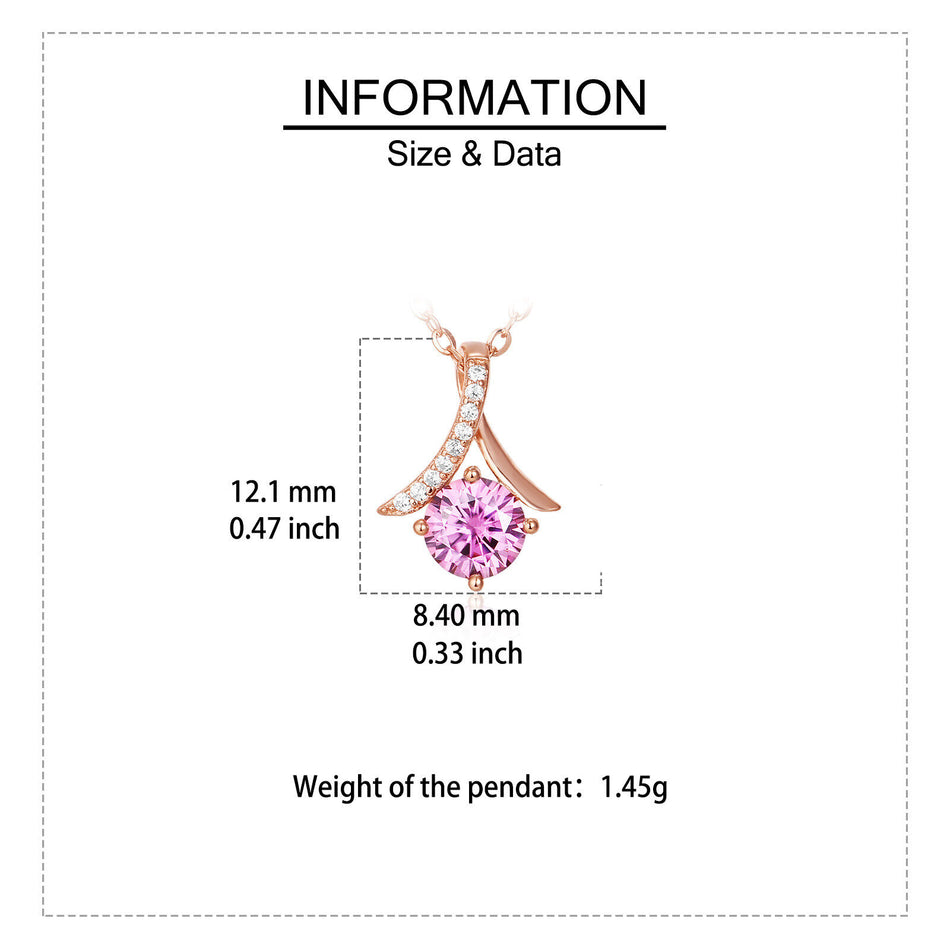 925 Sterling Silver Rose Plated With Gold Necklace With Pink Sapphire And Moissanite Accents
