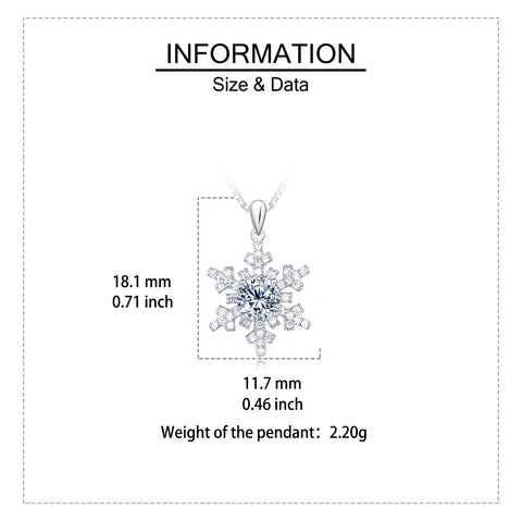 925 Sterling Silver Elegant Snowflake Moissanite Pendant Necklace In Sterling Silver