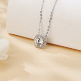 925 Sterling Silver Elegant Solitaire Moissanite Necklace With Halo Setting