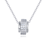 925 Sterling Silver Elegant Moissanite Pendant Necklace With Multi-row Cz Stones On Sterling Silver Chain
