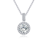 925 Sterling Silver Elegant Solitaire Moissanite Pendant With Plated with White Gold Chain Necklace