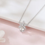 925 Sterling Silver Elegant Silver Flower Necklace With Moissanite Accent: Timeless Beauty For Any Occasion